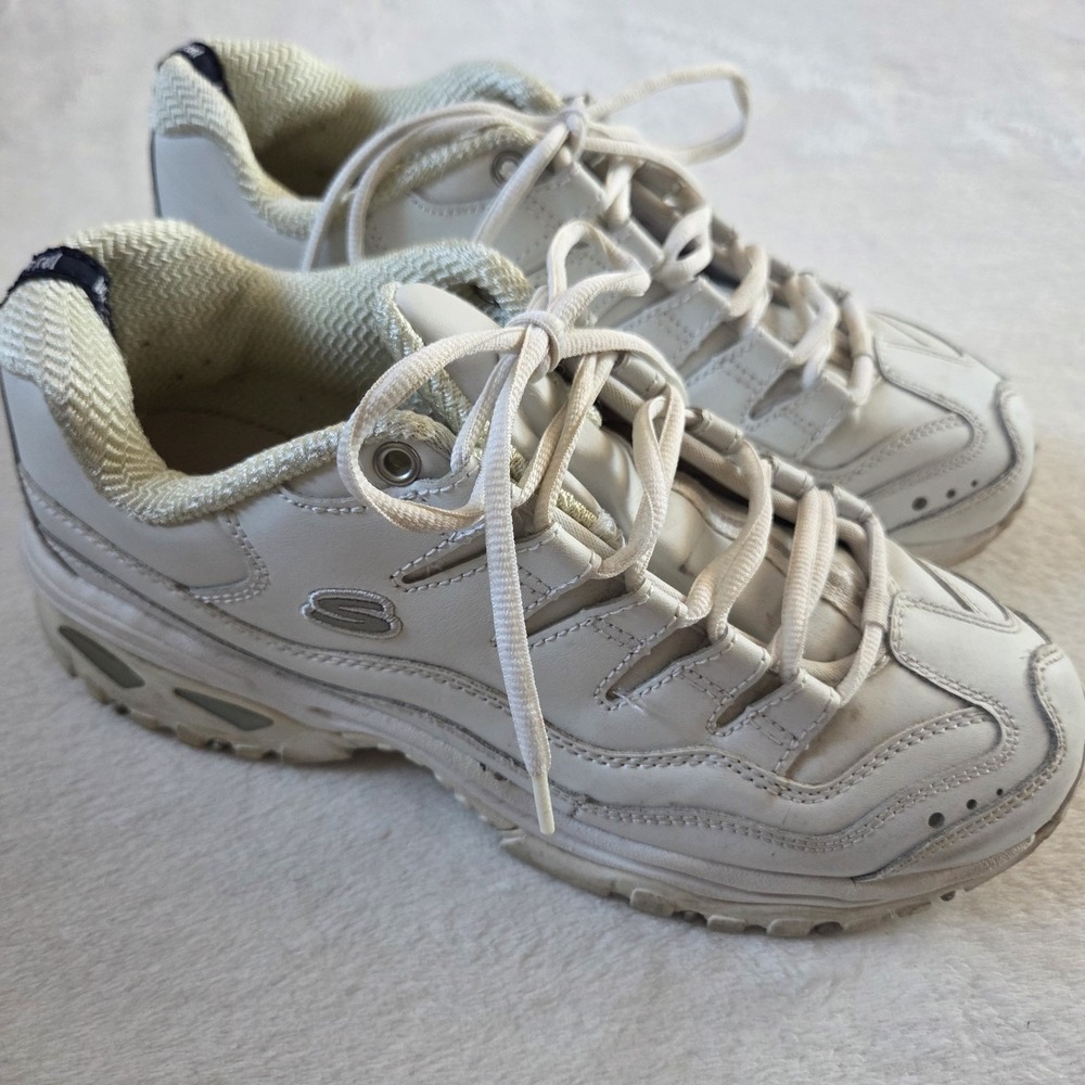 Skechers Shoes Womens 9.5 Lace Up 2250 Sports Leather‎ Sneakers Round Toe White